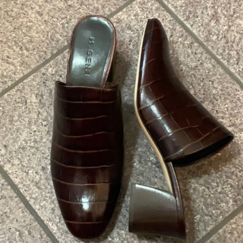 M. Gemi Dark Brown Croc-Embossed Women's Shoes